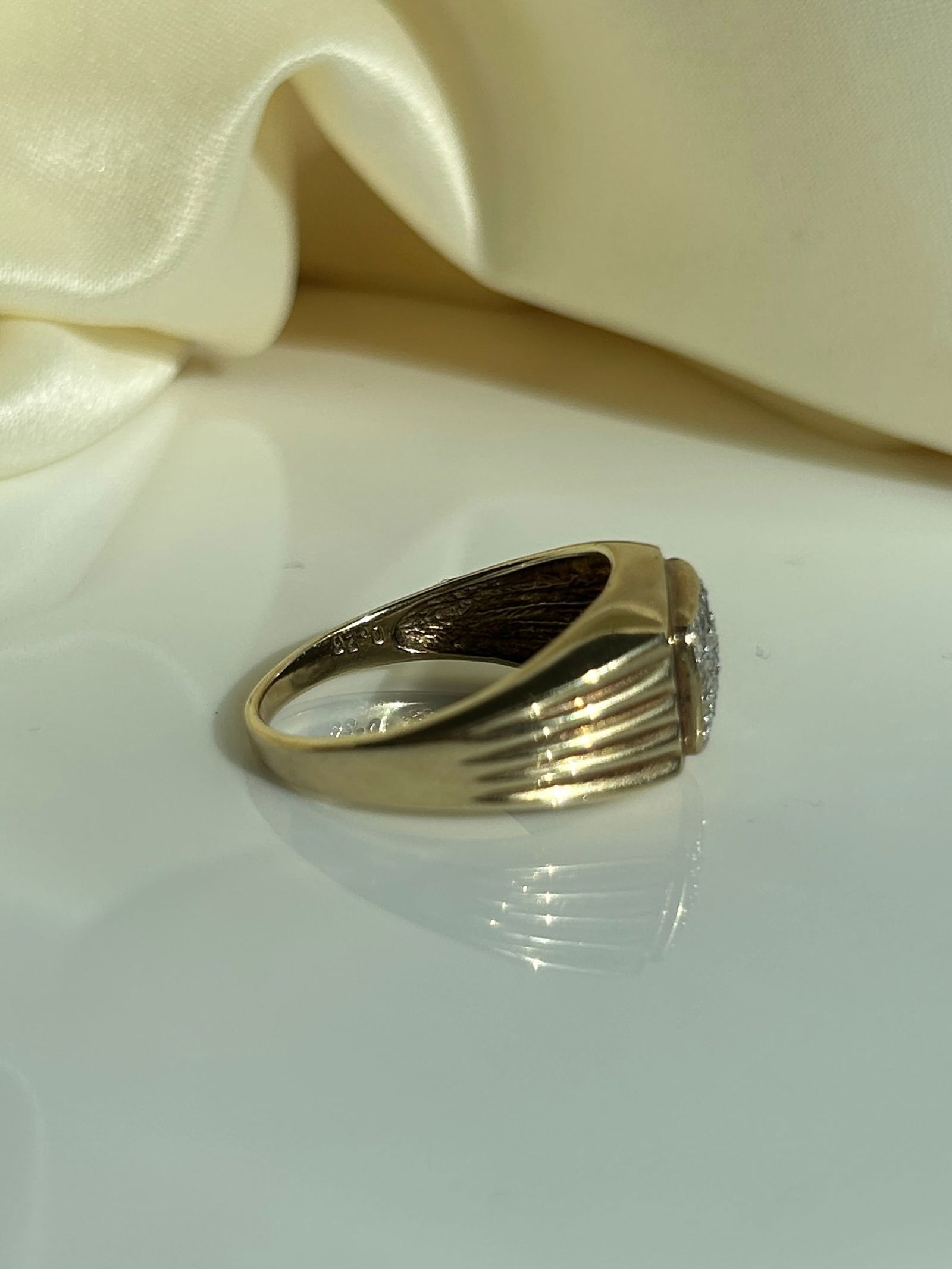 Diamond Square Signet Ring in 9ct Yellow Gold - 2