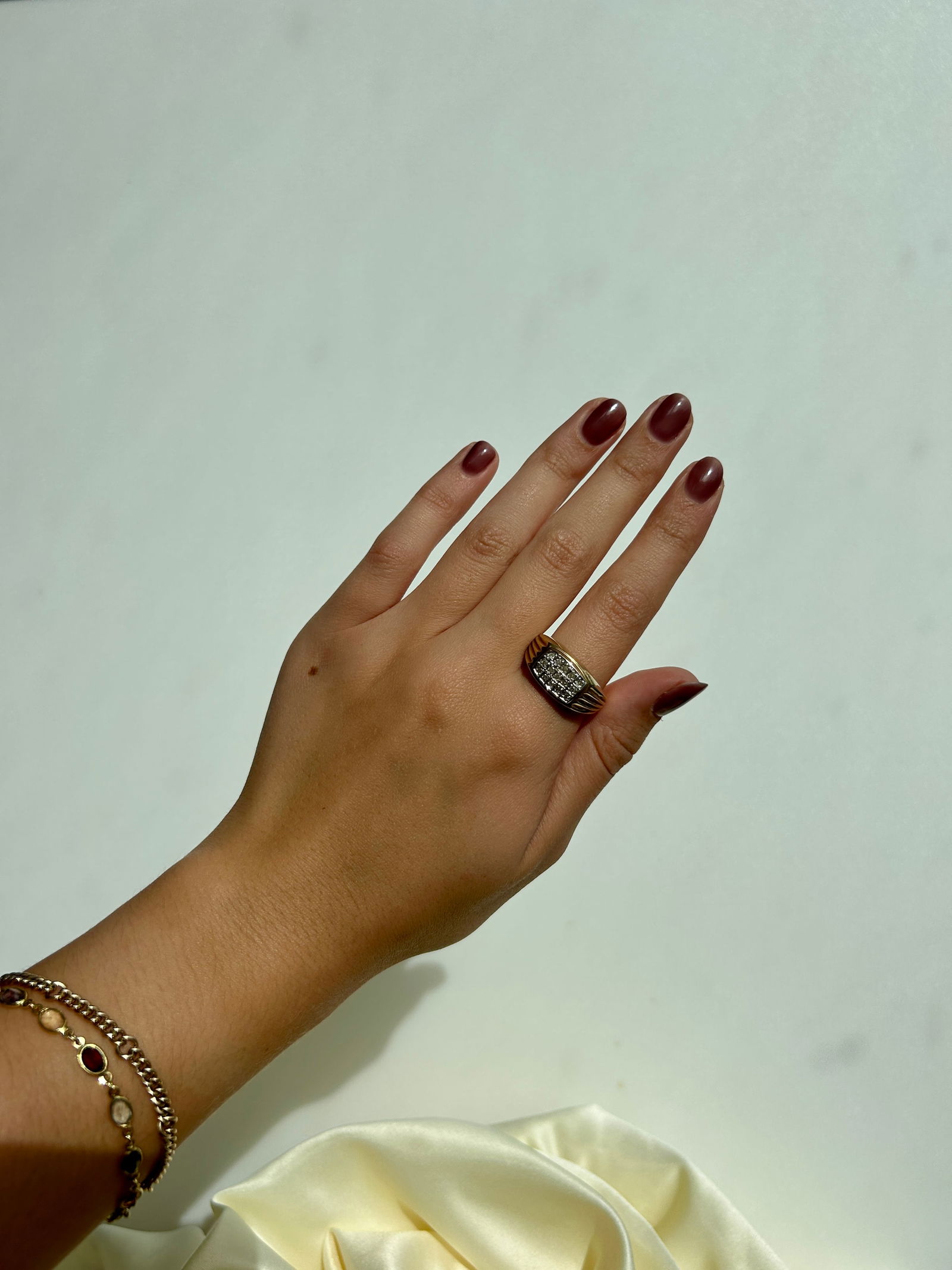 Diamond Square Signet Ring in 9ct Yellow Gold - 7