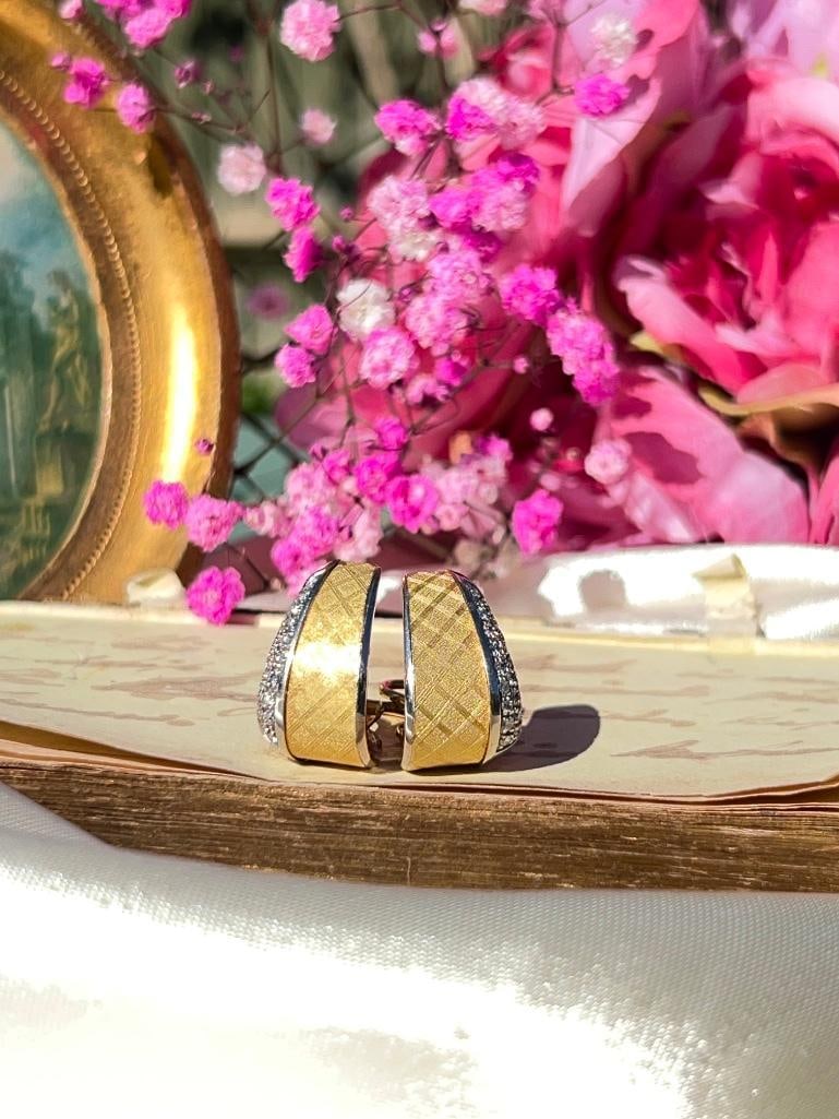 Chunky 18ct Yellow Gold and Diamond Earrings - 3