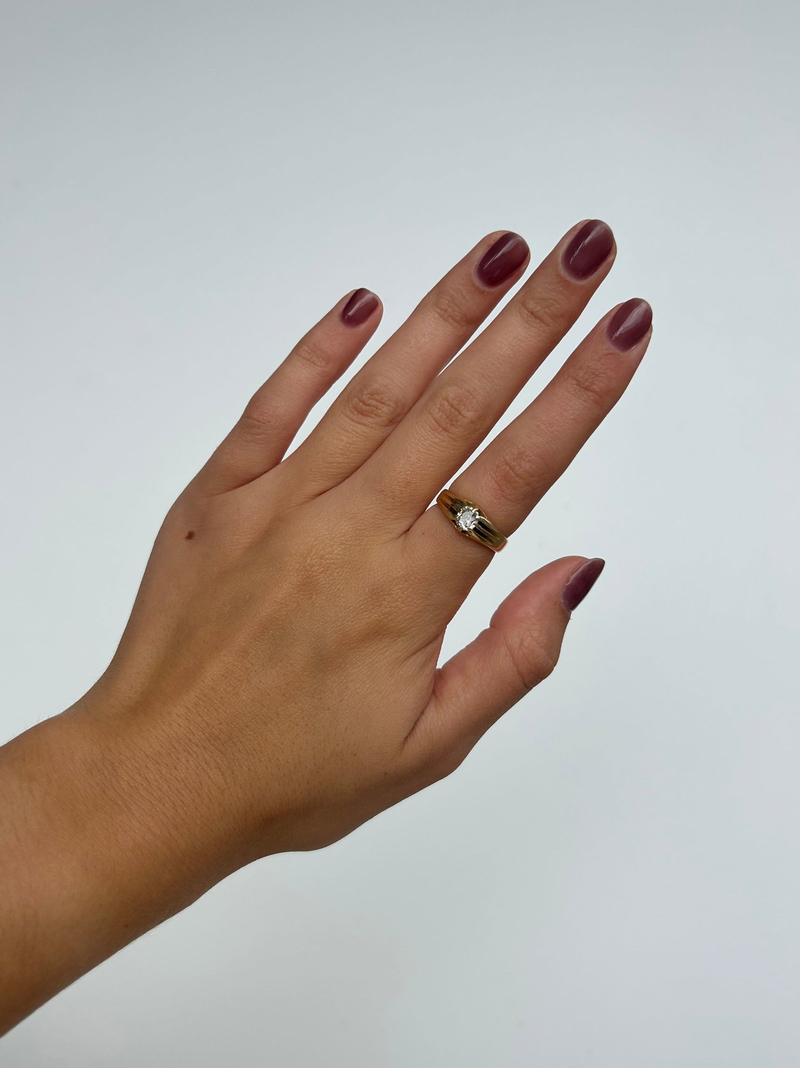 Antique C.1904 .50pt Diamond Belcher Ring in 18ct Yellow Gold - 8