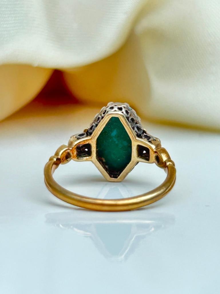 18ct Yellow Gold Turquoise and Diamond Navette Ring - 8