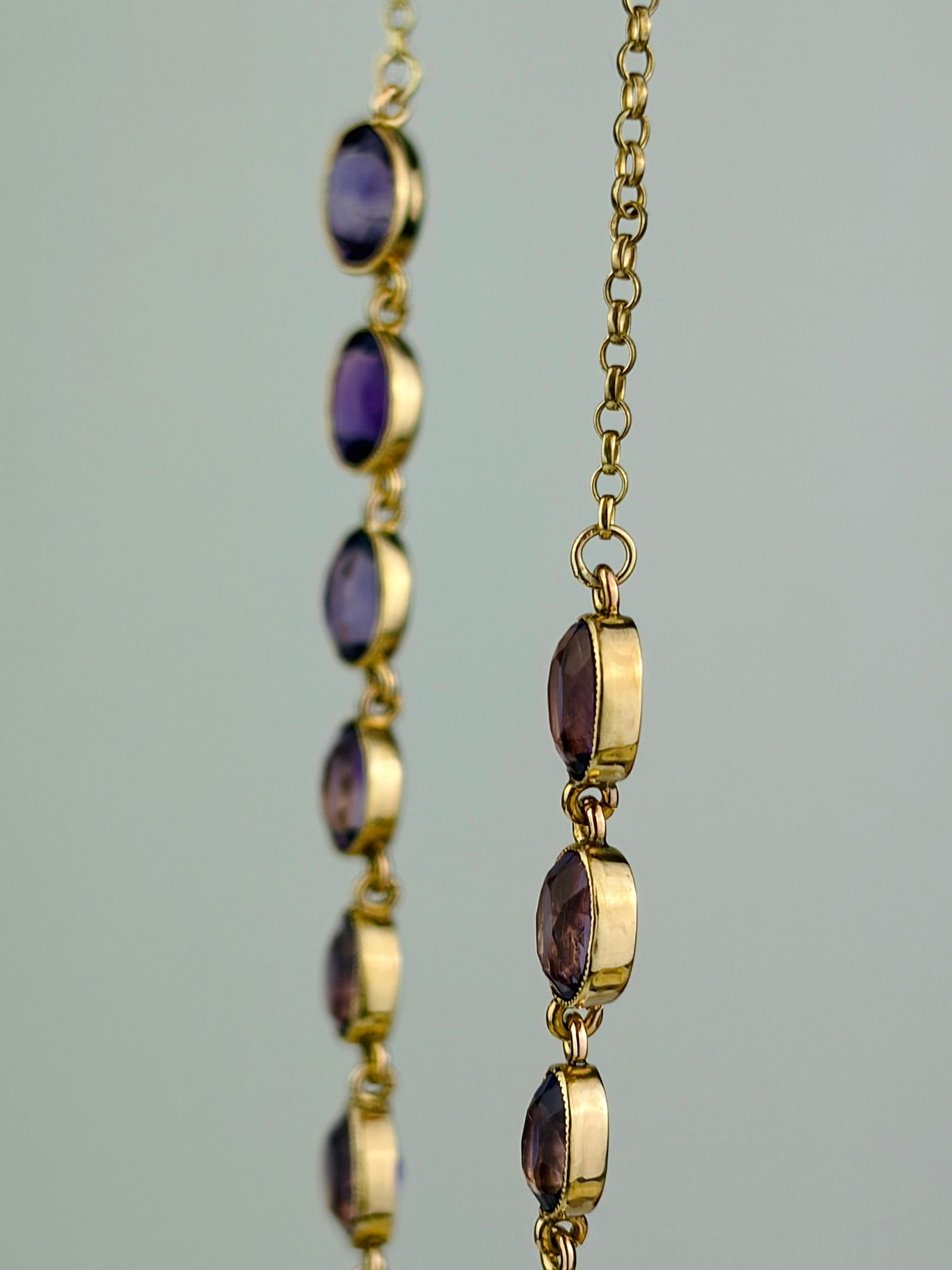 ANTIQUE AMETHYST 9CT YELLOW GOLD NECKLACE - 2