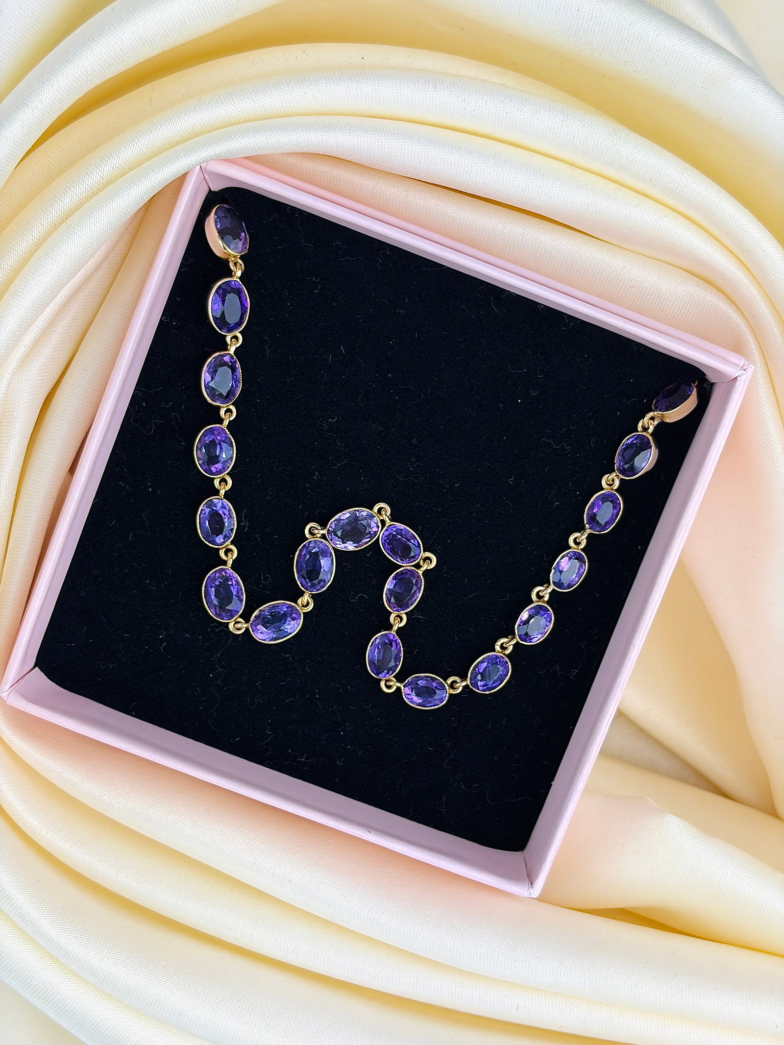 ANTIQUE AMETHYST 9CT YELLOW GOLD NECKLACE - 4