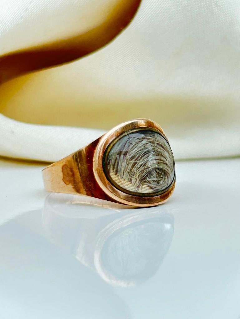 Georgian Era with Inscription Gold Locket Front Ring - 2