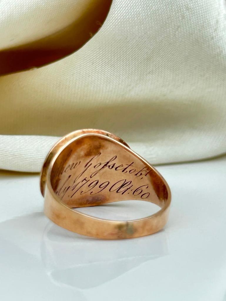 Georgian Era with Inscription Gold Locket Front Ring - 7