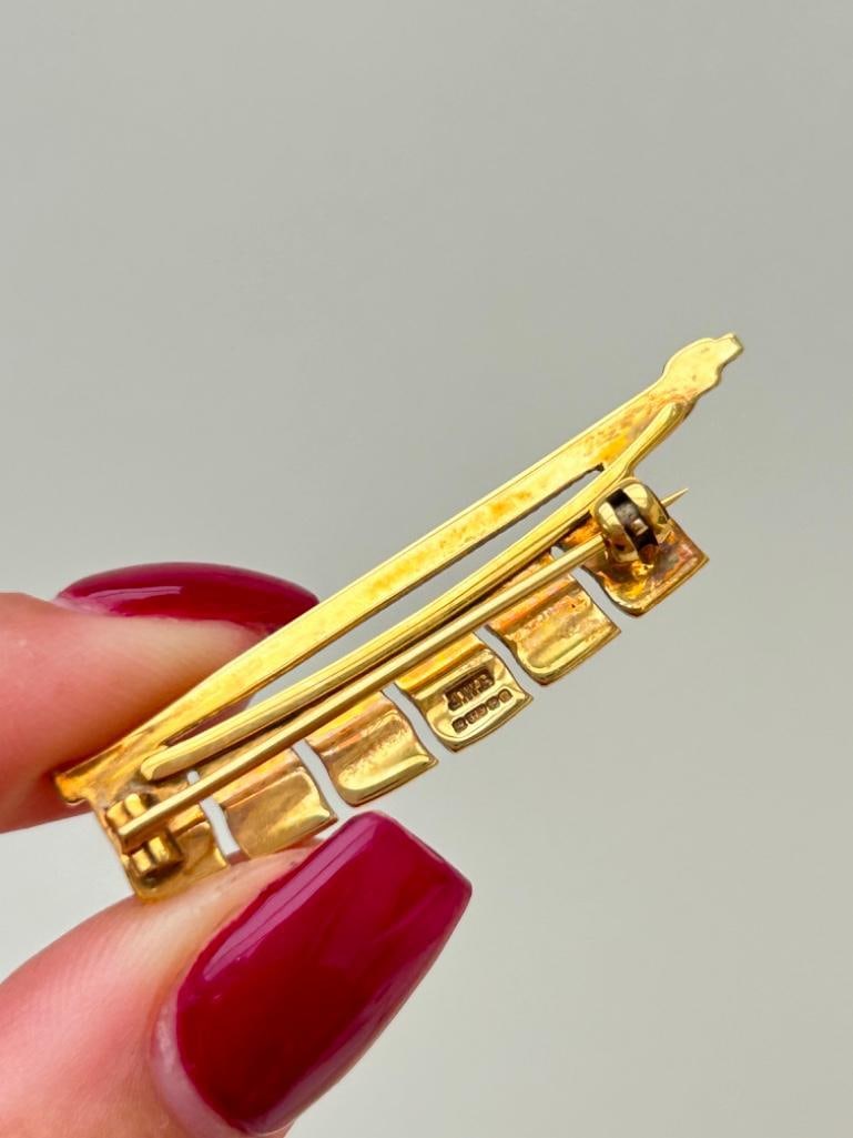 Antique 9ct Gold Enamel Flags Brooch - 4