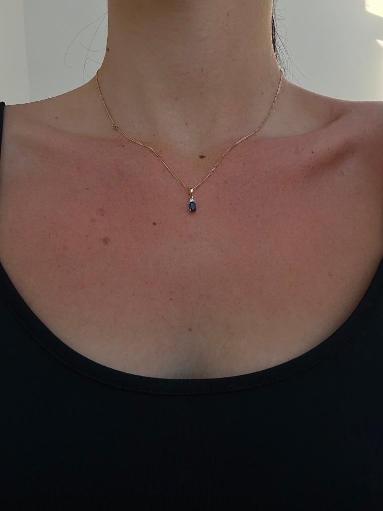 Sweet 9ct Gold Sapphire and Diamond Earrings and Pendant Set - 5