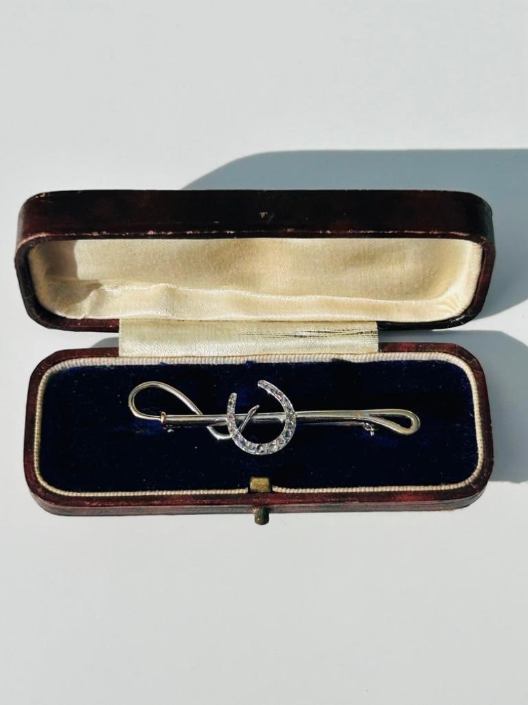 Antique Rose Cut Diamond and Ruby Brooch with Hanging Pearl Heart in Gold the sweetest brooch mea - 2