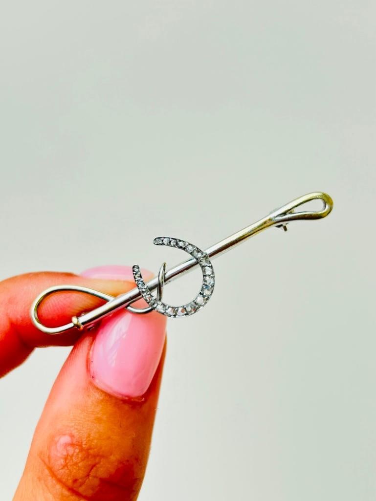 Antique Rose Cut Diamond and Ruby Brooch with Hanging Pearl Heart in Gold the sweetest brooch mea - 6