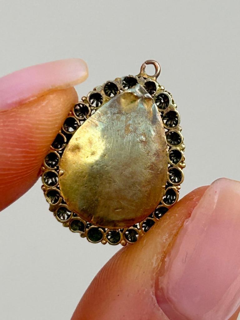 Sweet Antique Cabochon Garnet Pear Shape Pendant - 4