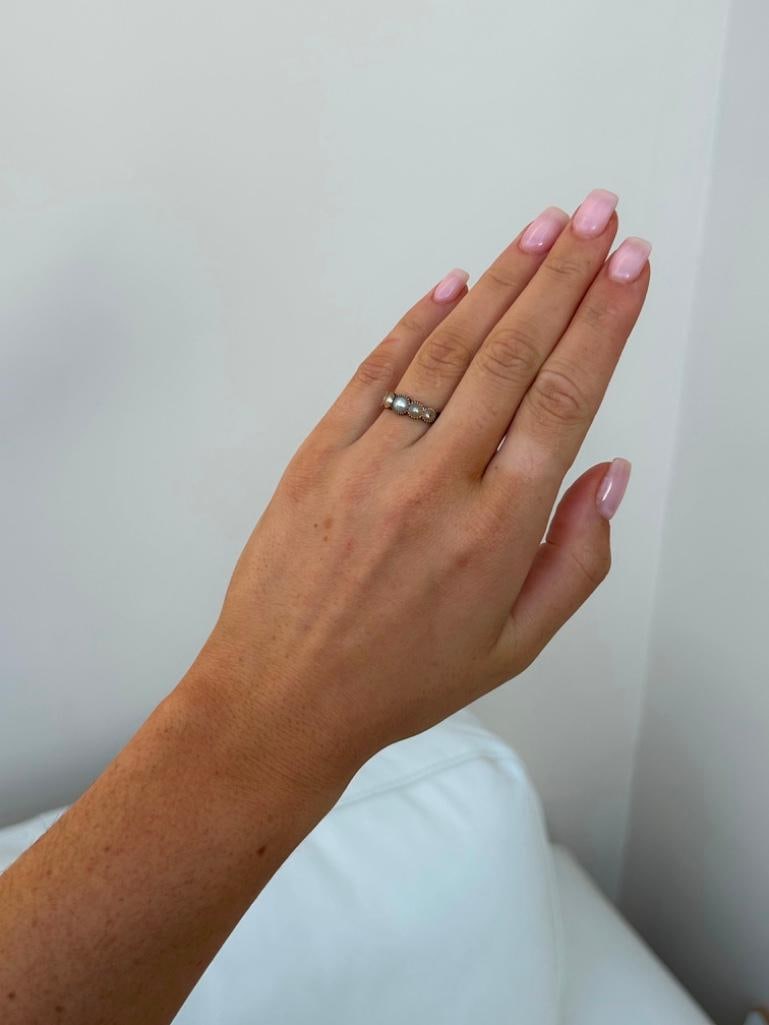 Georgian Era c.1850 Pearl Half Hoop Ring in Gold - 3