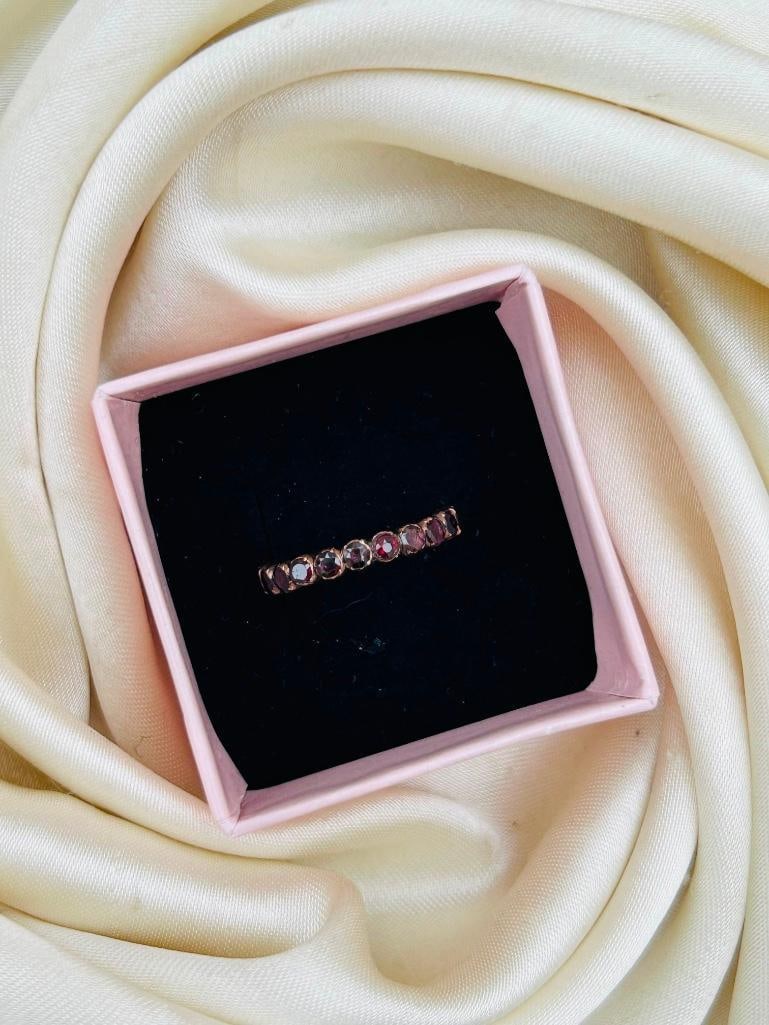 Antique Flat Cut Garnet Full Eternity Band Ring - 4