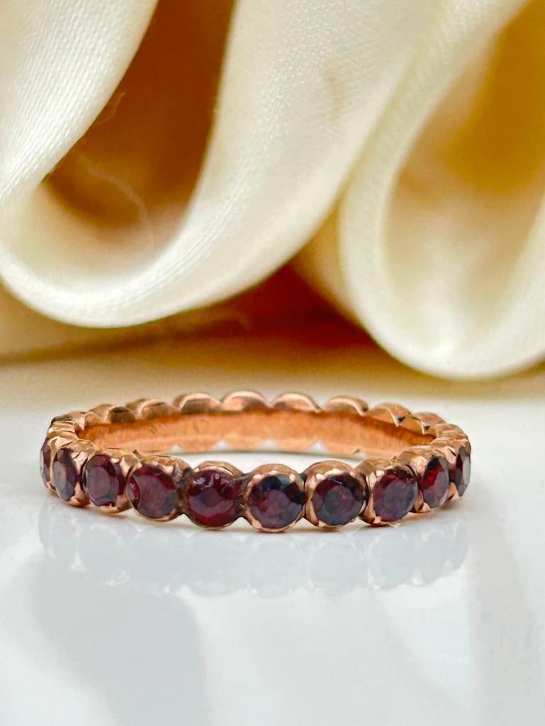 Antique Flat Cut Garnet Full Eternity Band Ring - 5