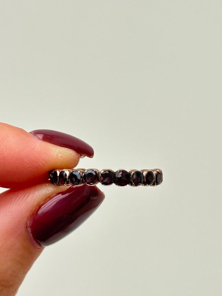 Antique Flat Cut Garnet Full Eternity Band Ring - 8
