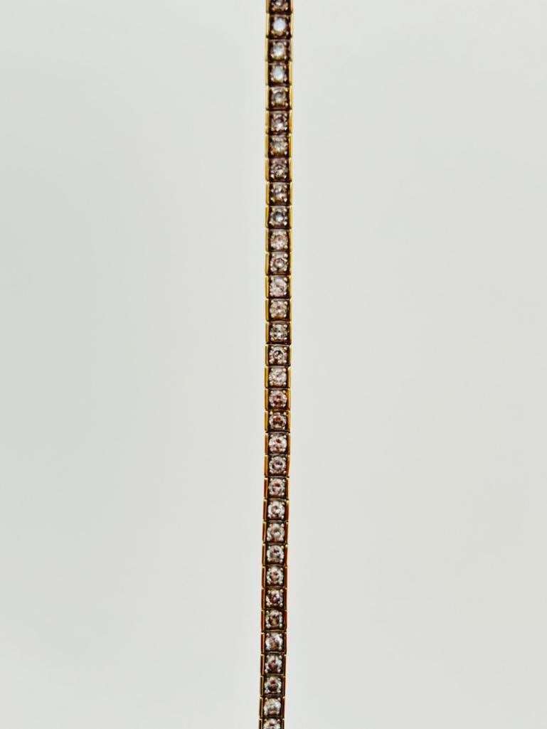 Vintage 14ct Yellow Gold Zircon Line / Tennis Bracelet - 4