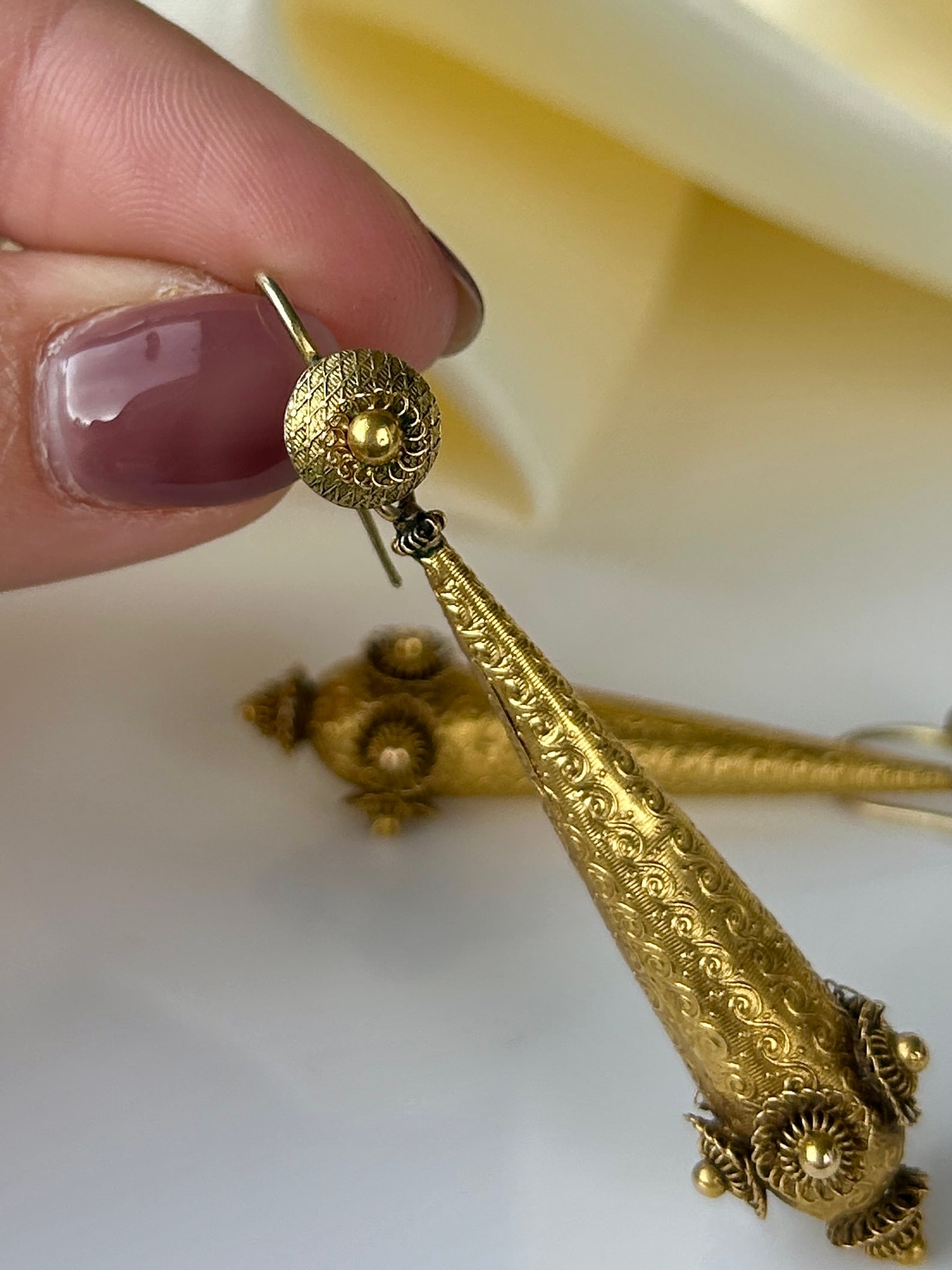 Antique Victorian 18ct Gold Drop Earrings - 5