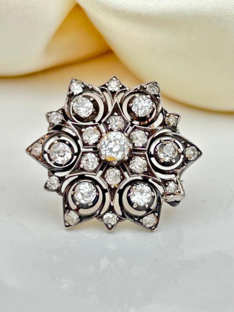 Wonderful Antique Diamond Flower / Starburst Pendant with Brooch Fittings - 2
