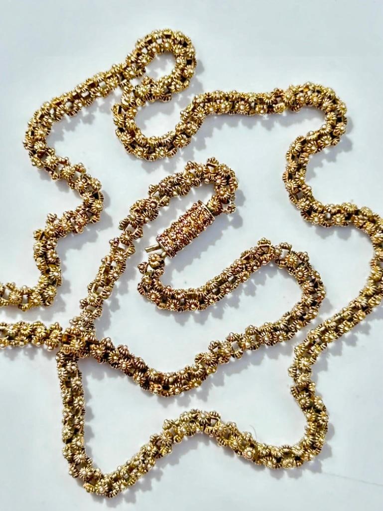 Antique Georgian Fancy Flower Link Chain - 2