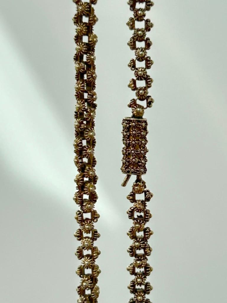 Antique Georgian Fancy Flower Link Chain - 6