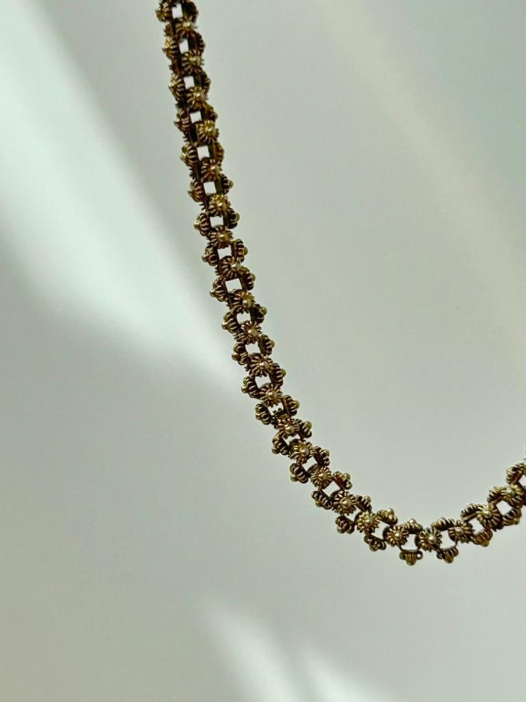 Antique Georgian Fancy Flower Link Chain - 7