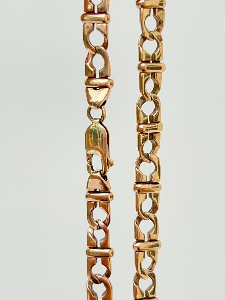 Vintage heavy 9ct gold fancy style mariner link bracelet - 3