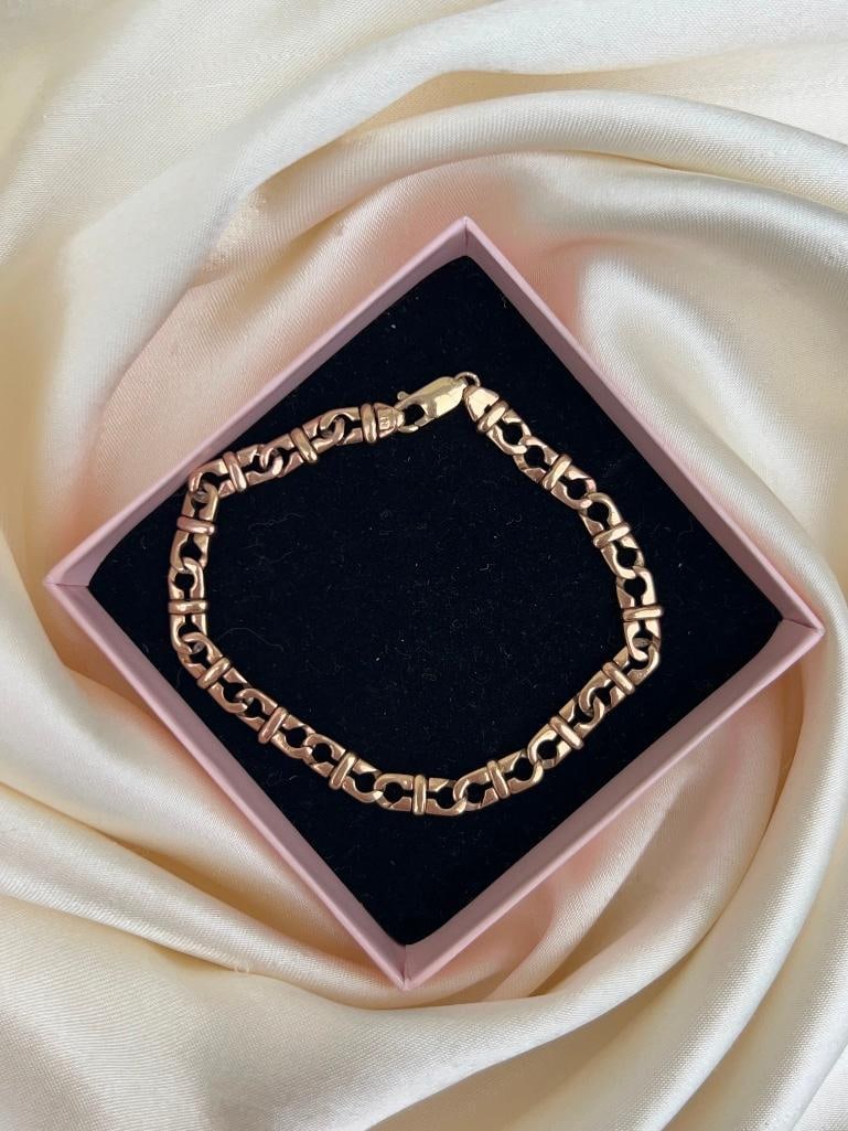Vintage heavy 9ct gold fancy style mariner link bracelet - 4