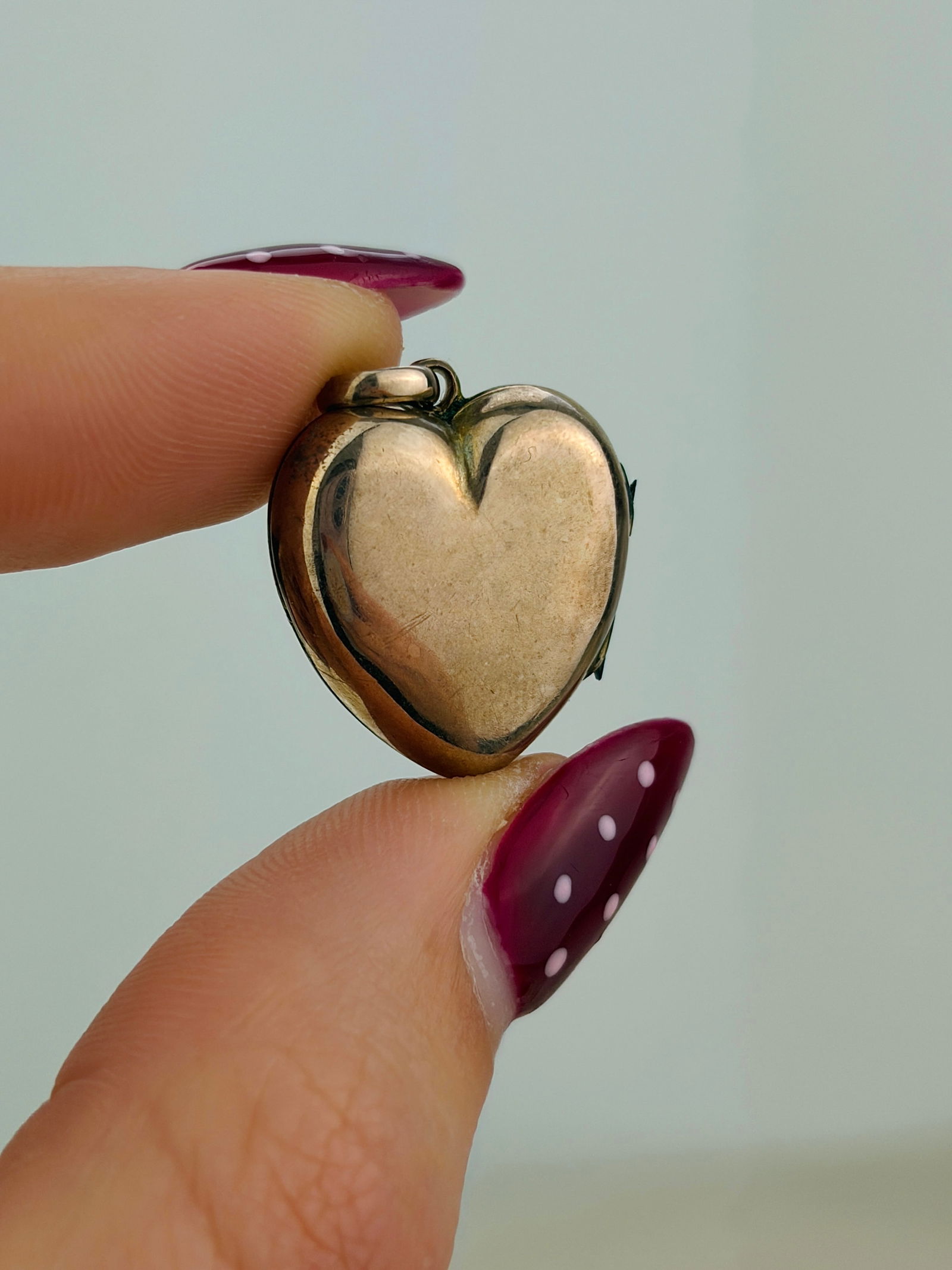 SWEET ANTIQUE 9CT GOLD PEARL STAR FRONT PUFFED HEART OPENING LOCKET PENDANT - 3