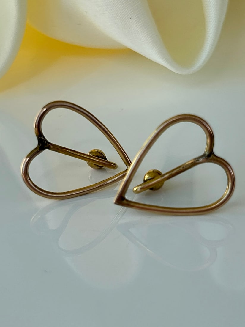 Antique 9ct Gold Heart Clips - 3