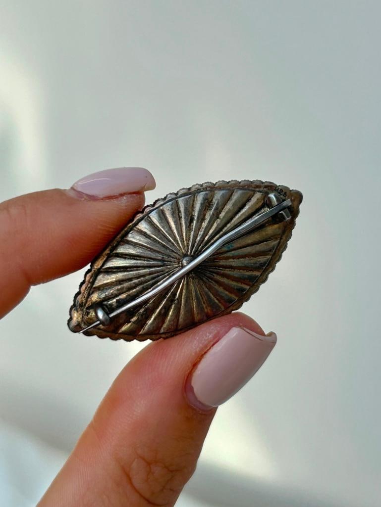 Antique Blue Enamel and Paste Urn Brooch in Gold - 3