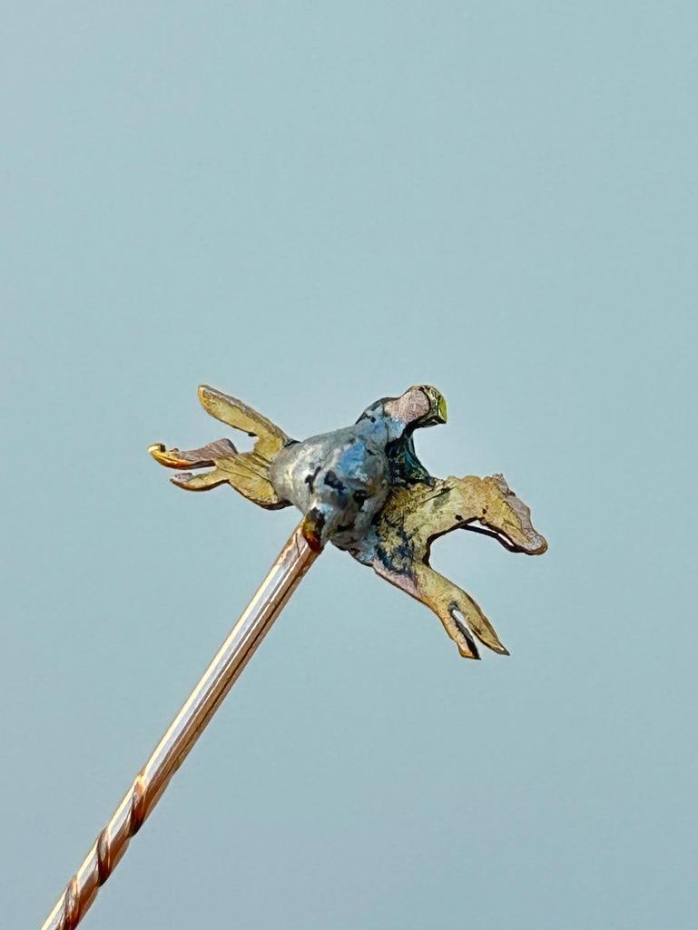 Antique 9ct Gold Enamel Horse / Jockey Stick Pin Brooch in Antique Box - 2
