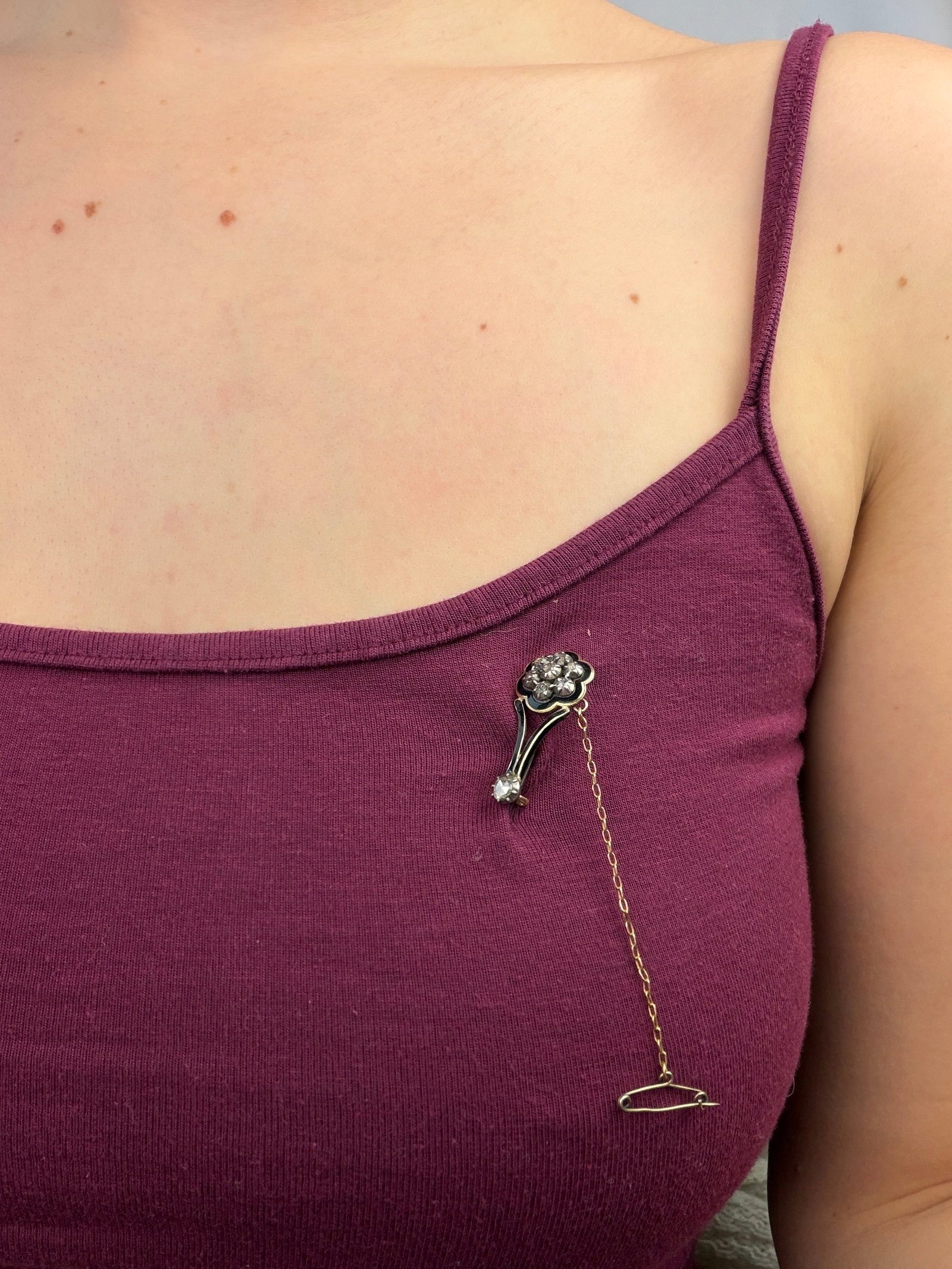 ANTIQUE ROSE CUT DIAMOND AND ENAMEL HALLEYS COMET BROOCH IN GOLD - 6