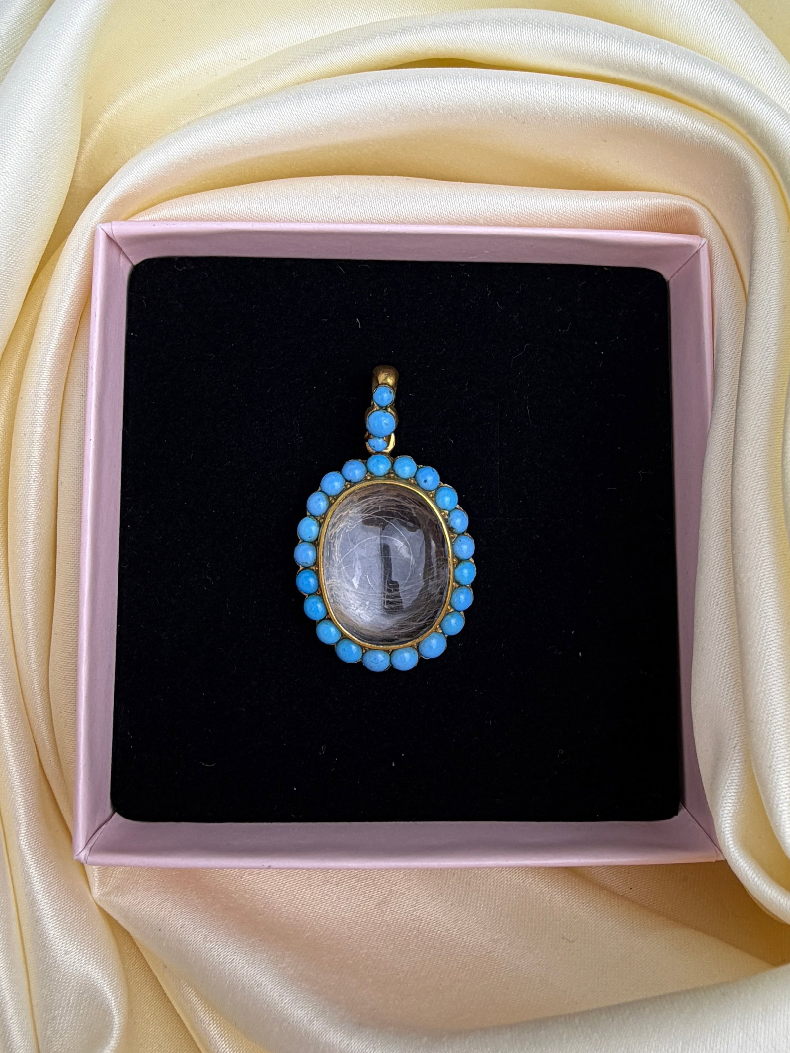 Antique Turquoise Locket Pendant in Gold - 5