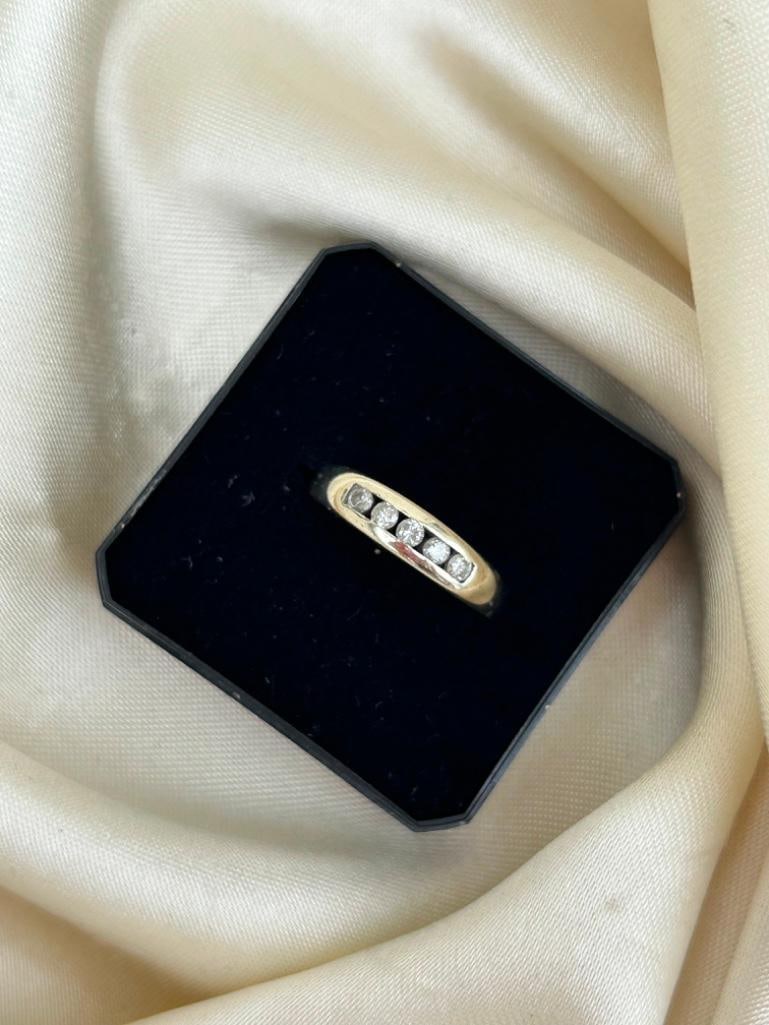 Sweet White Gold Diamond Half Eternity Band Ring - 7