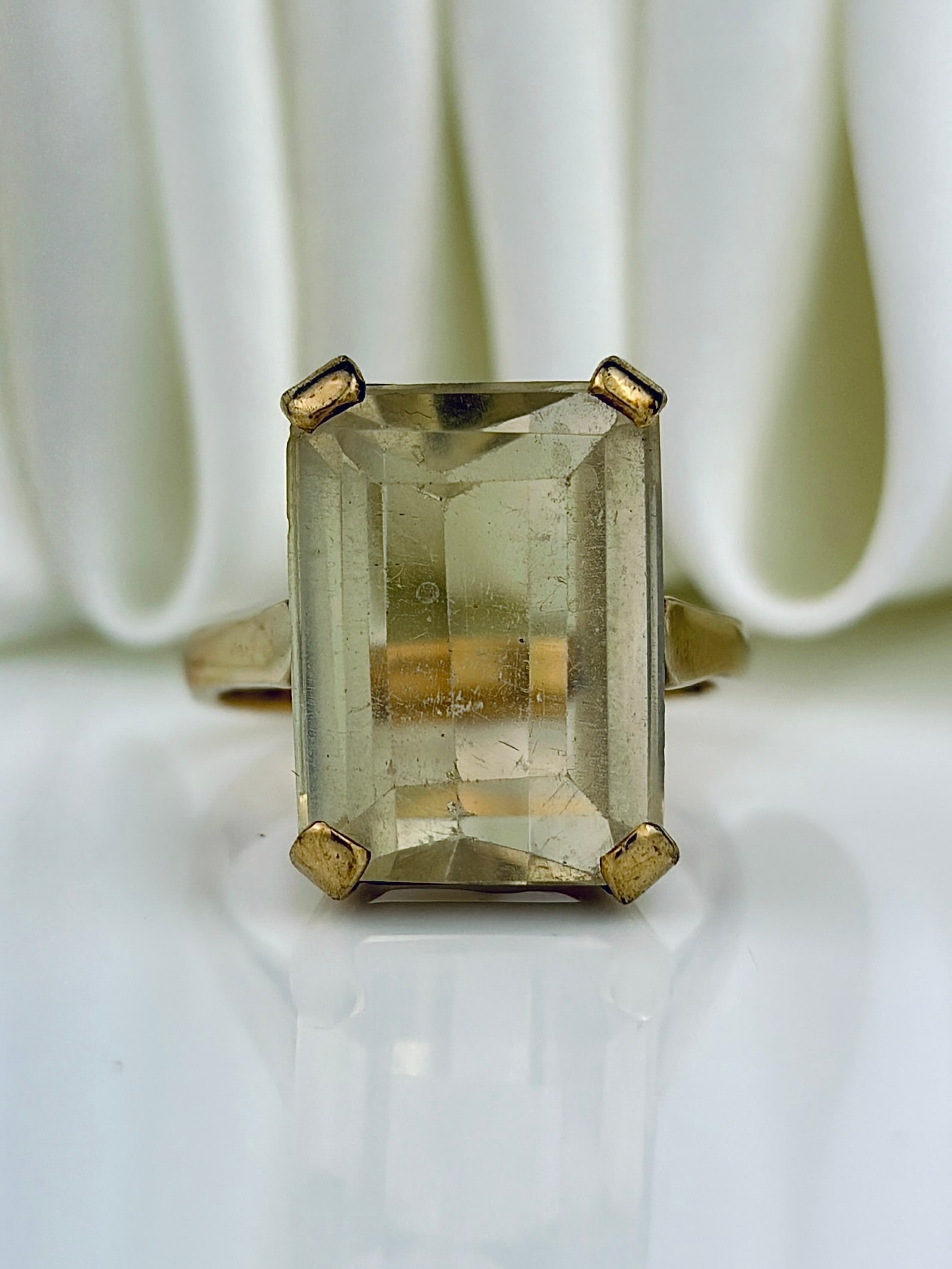 VINTAGE 9CT YELLOW GOLD CITRINE COCKTAIL RING (1 of 9)