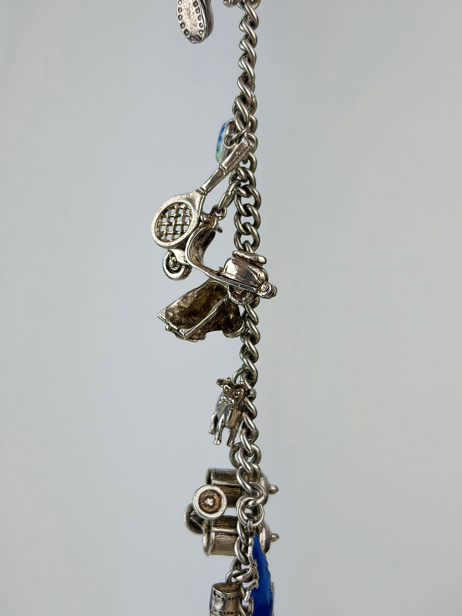 vintage heavy silver charm bracelet - 2