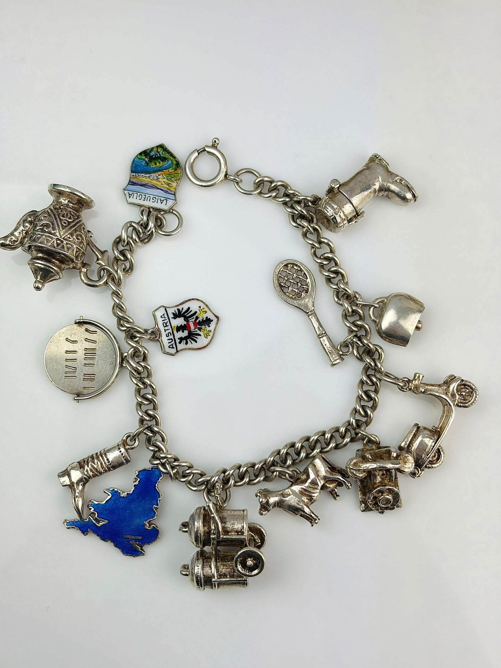 vintage heavy silver charm bracelet - 3