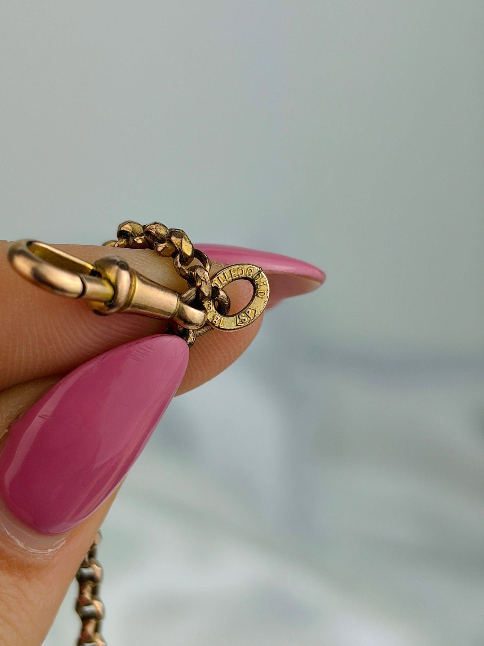 ANTIQUE EXTRA LONG 18CT ROLLED GOLD LONGGUARD CHAIN WITH DOGCLIP - 4