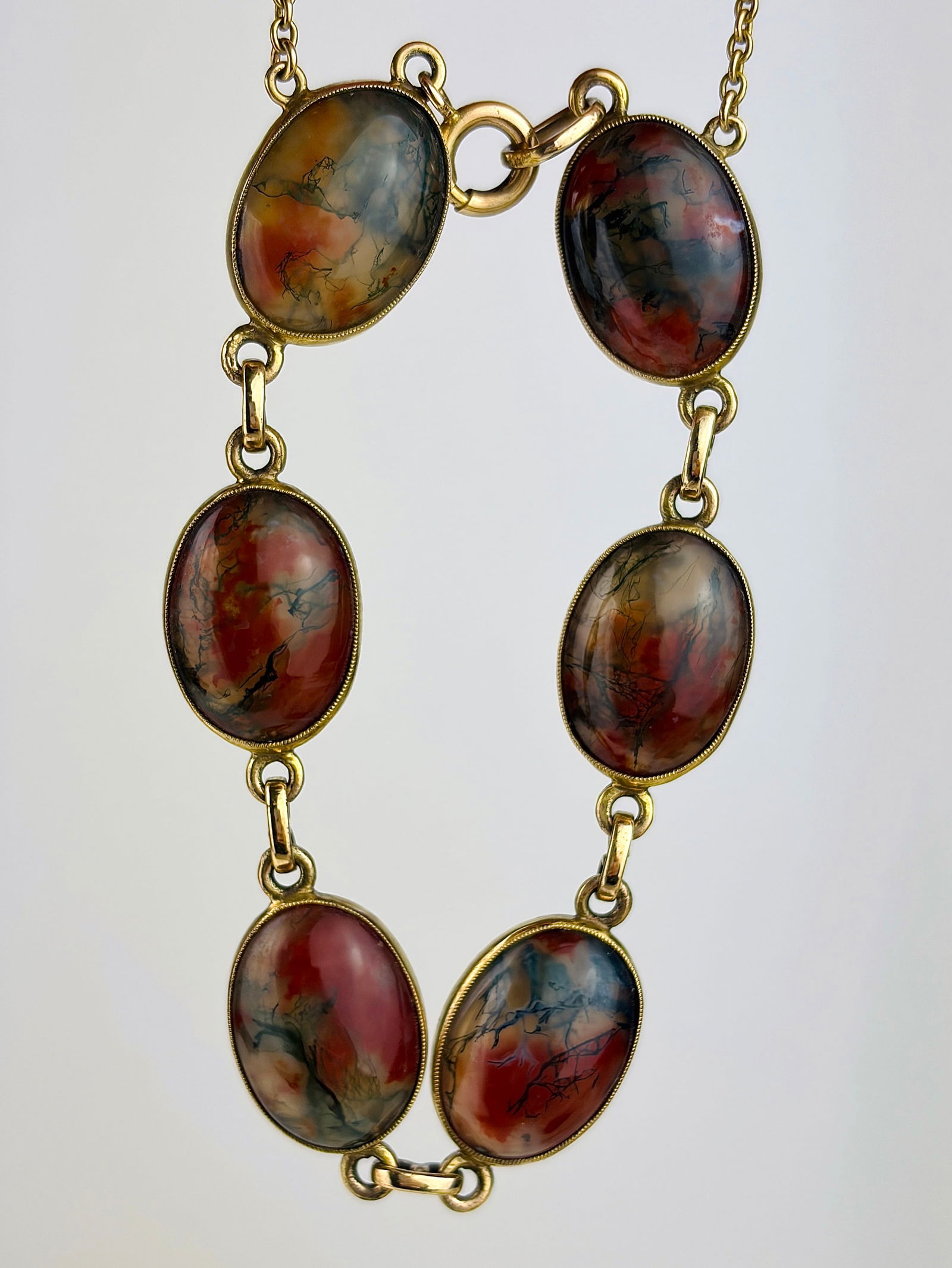 VINTAGE 9CT GOLD HEAVY AGATE BRACELET - 2