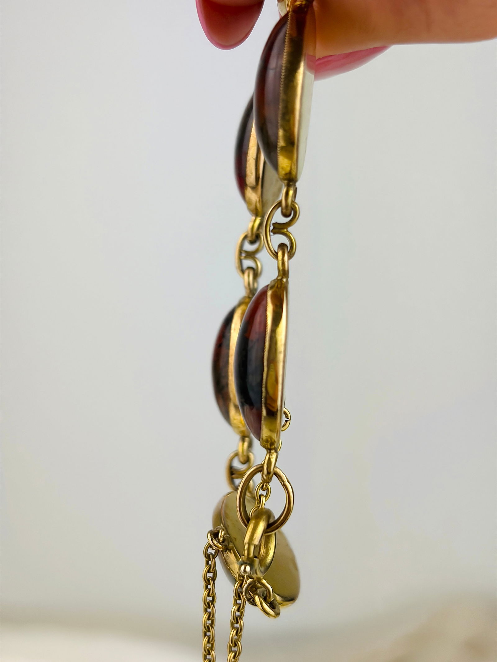 VINTAGE 9CT GOLD HEAVY AGATE BRACELET - 3