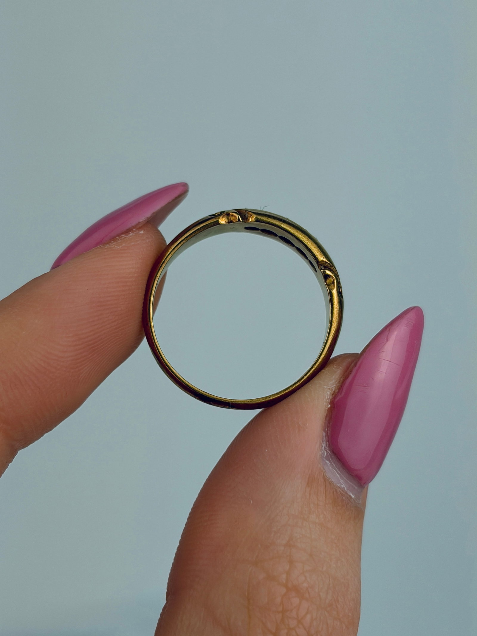 ANTIQUE VICTORIAN 18CT YELLOW GOLD SAPPHIRE AND DIAMOND BOAT RING - 6