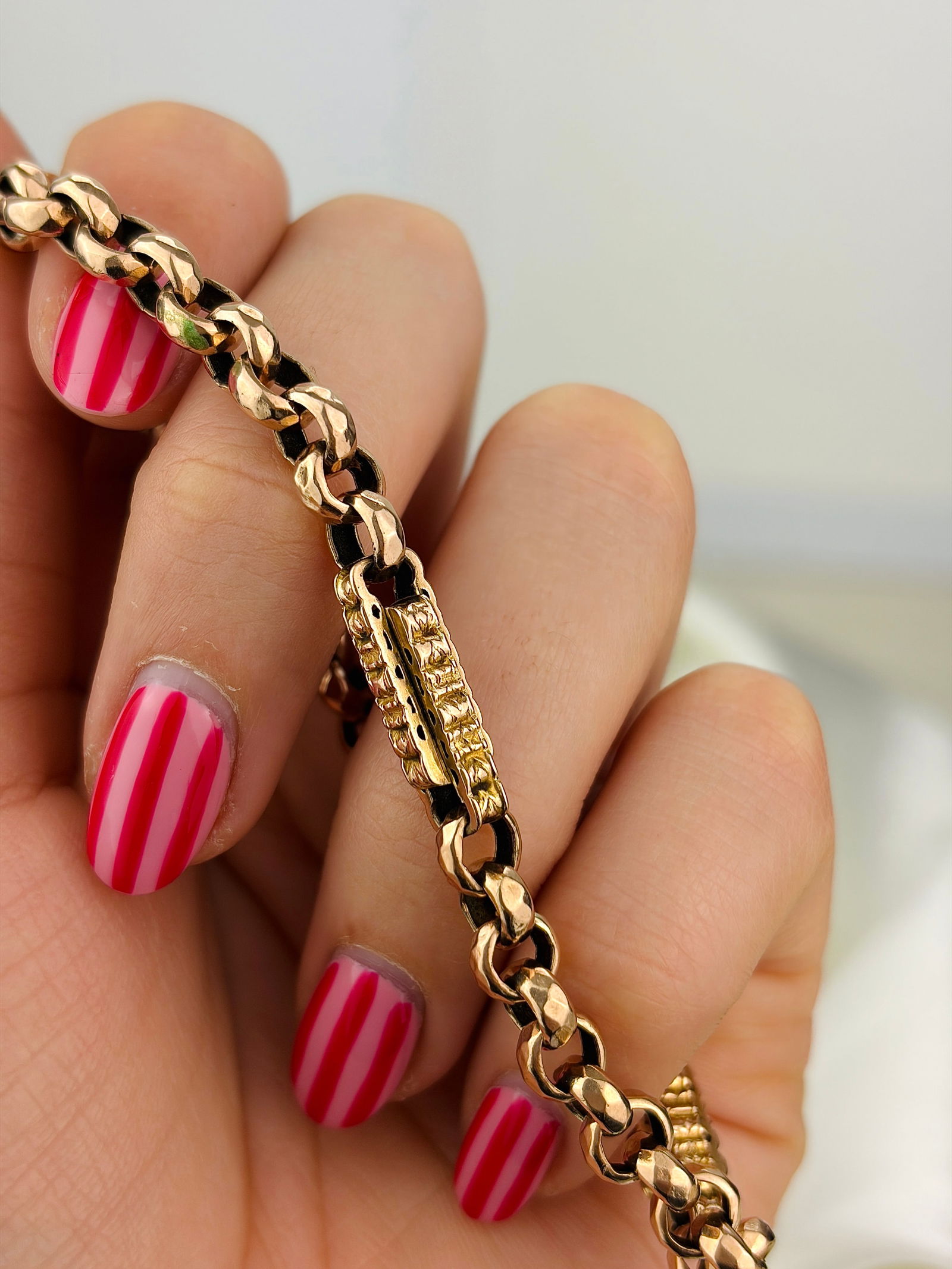 antique chunky 9ct gold fancy link bracelet - 2