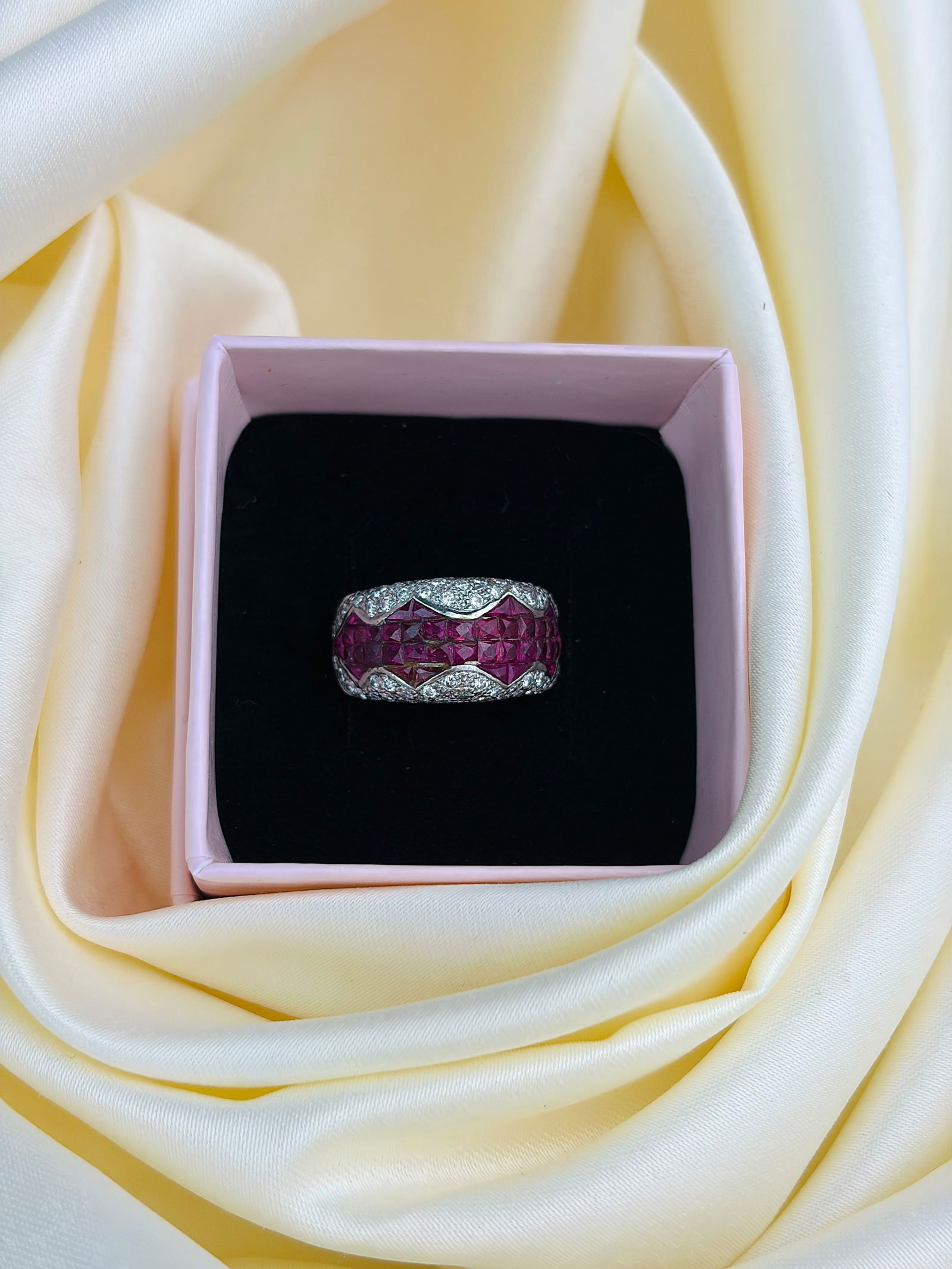 heavy 18ct white gold ruby and diamond ring - 7