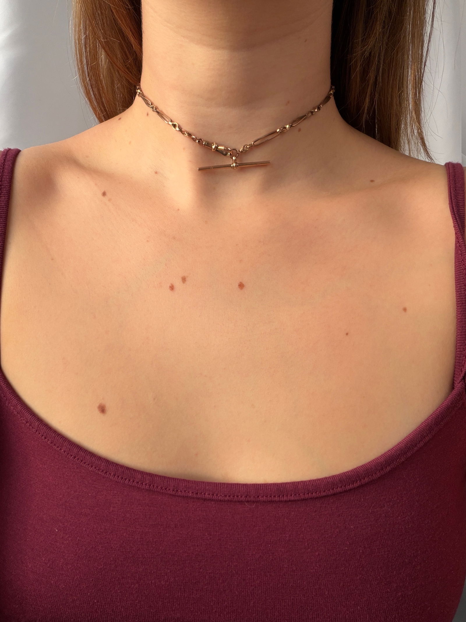 antique 9ct rose gold fancy link Albert chain necklace - 6