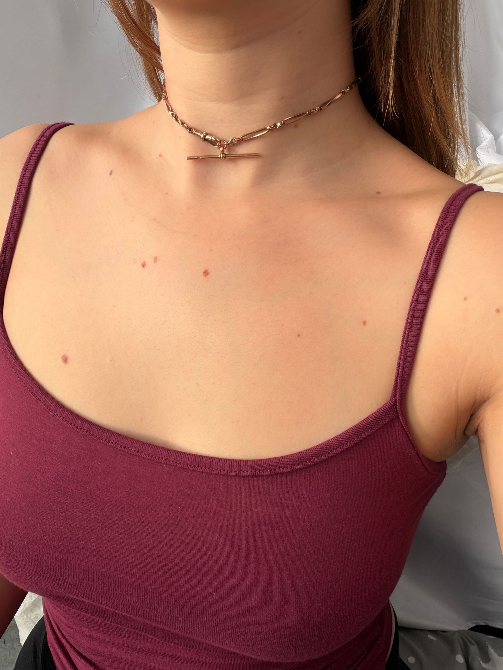 antique 9ct rose gold fancy link Albert chain necklace - 7