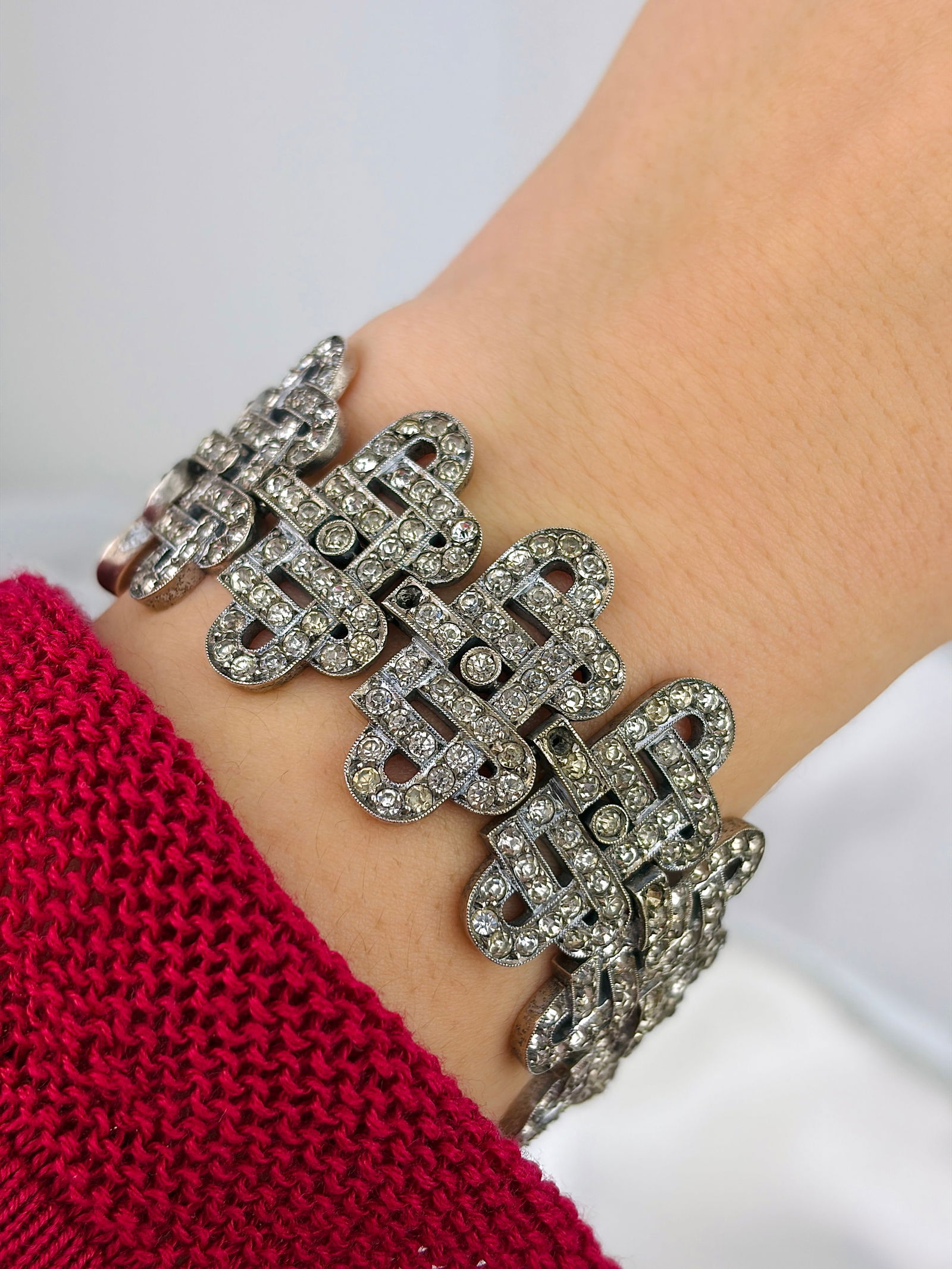 ANTIQUE 925 SILVER PASTE BRACELET - 4