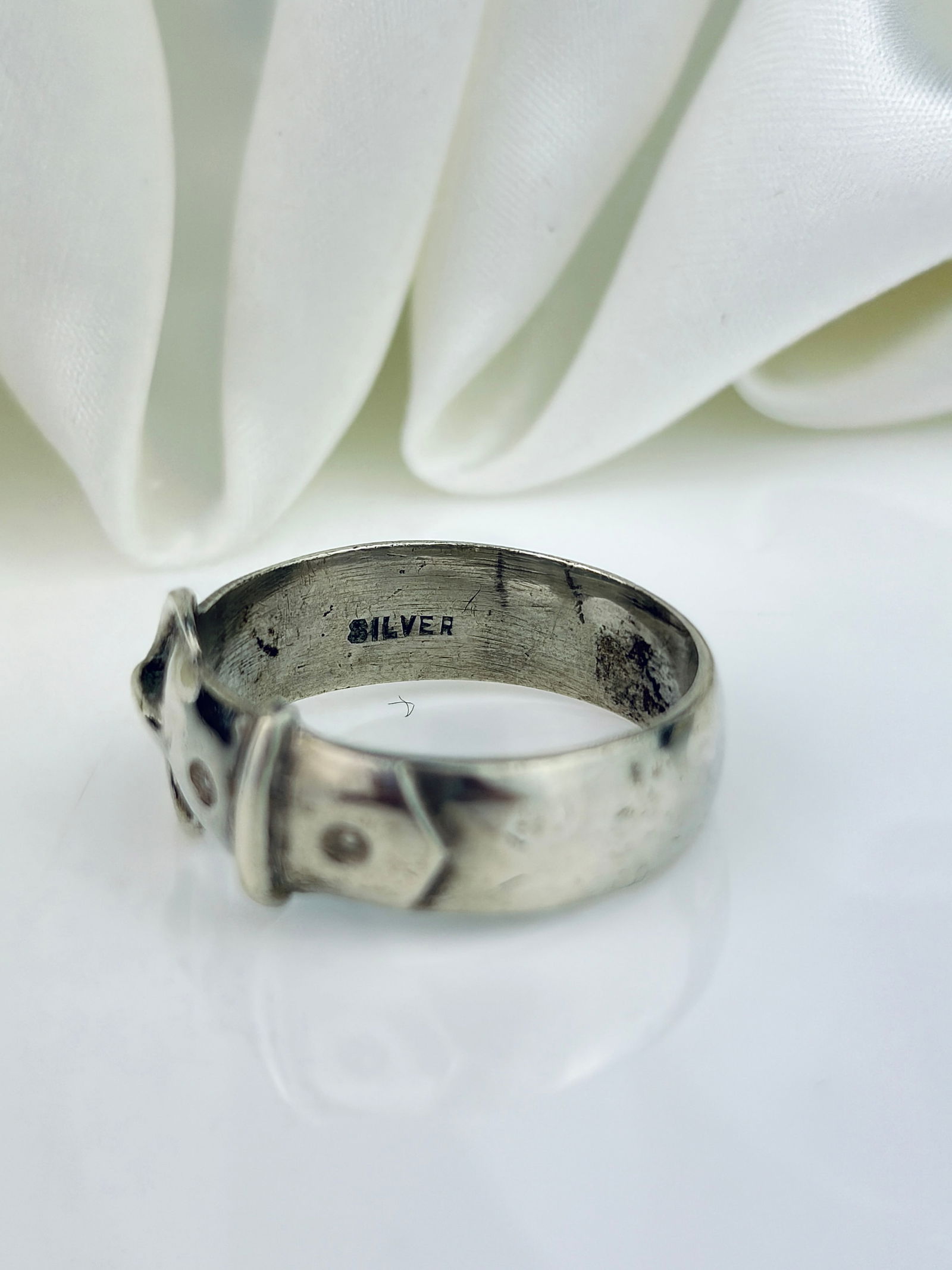 ANTIQUE VICTORIAN SILVER BUCKLE RING - 4