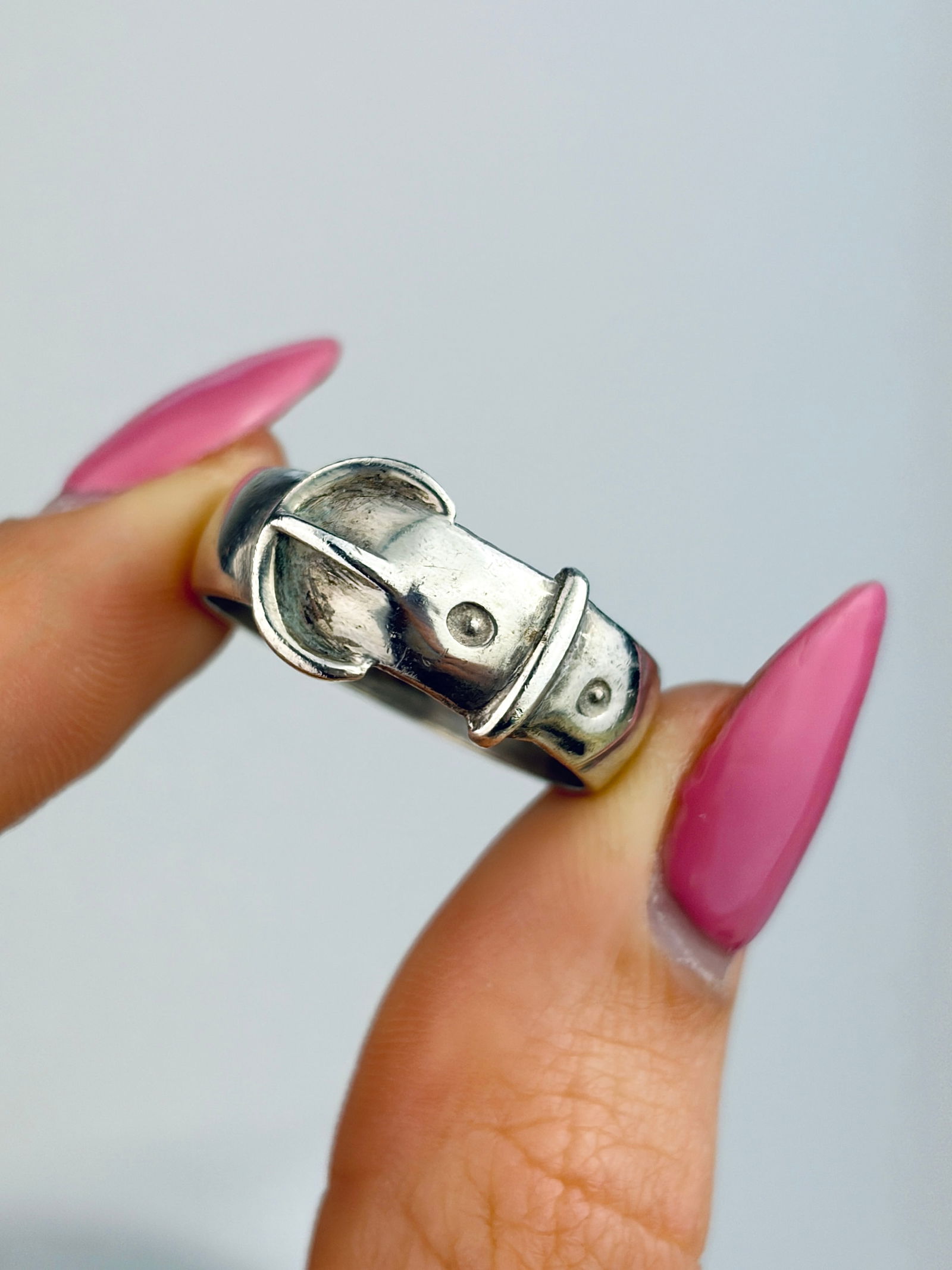 ANTIQUE VICTORIAN SILVER BUCKLE RING - 5