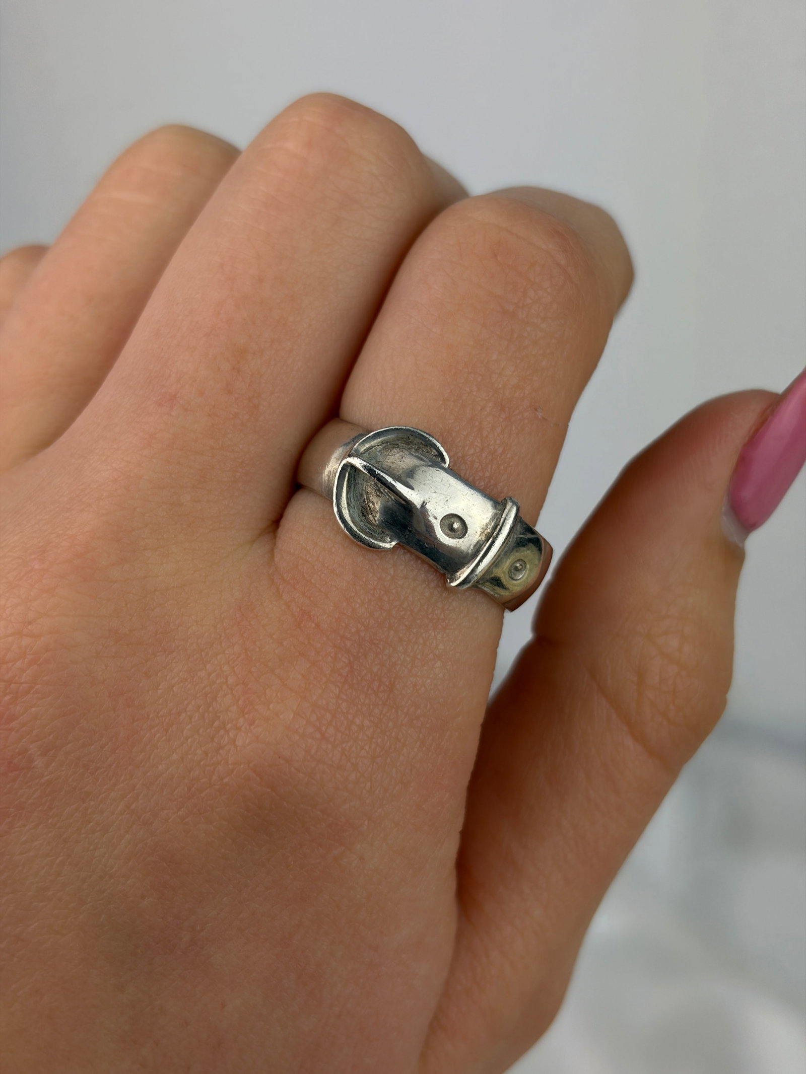 ANTIQUE VICTORIAN SILVER BUCKLE RING - 8