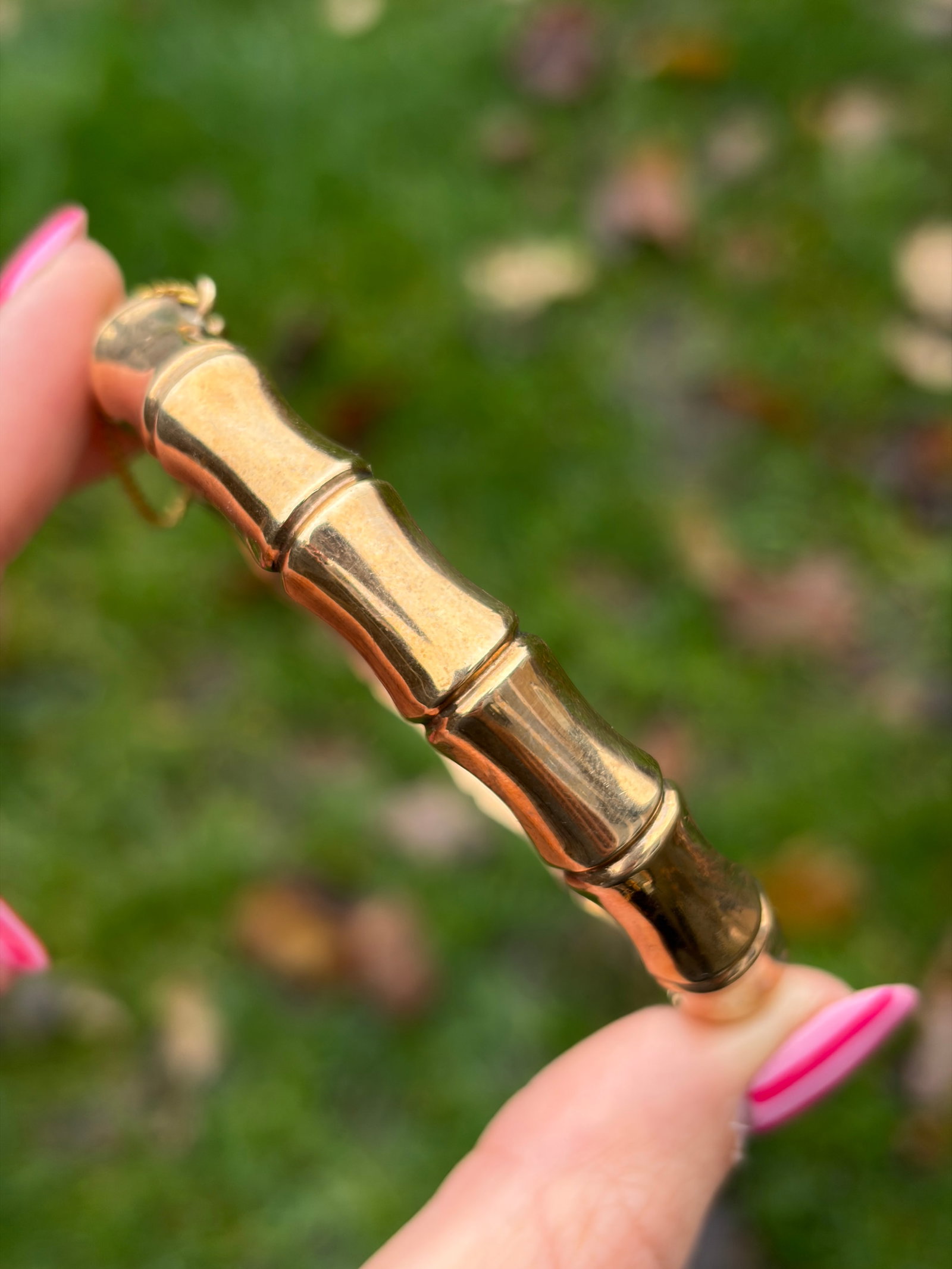 CHUNKY VINTAGE 9CT GOLD BAMBOO BANGLE / BRACELET - 10