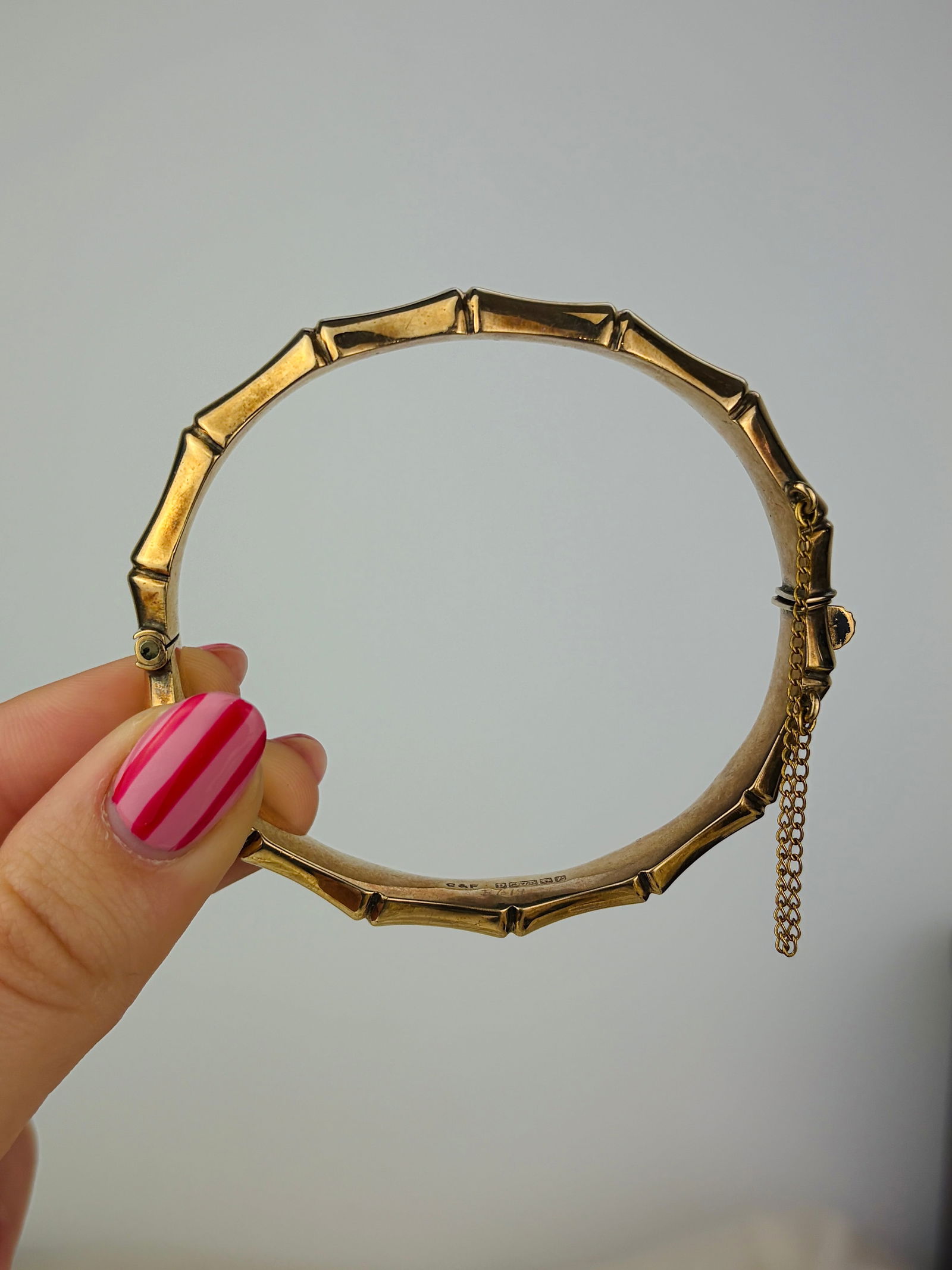 CHUNKY VINTAGE 9CT GOLD BAMBOO BANGLE / BRACELET - 2